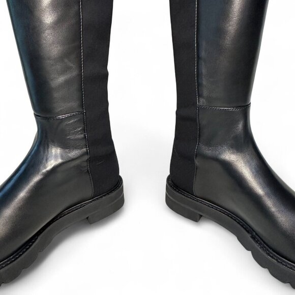 Stuart Weitzman 5050 Lift Over the Knee Flat Leather Boots Black, NEW IN BOX - 7 - Picture 5 of 16